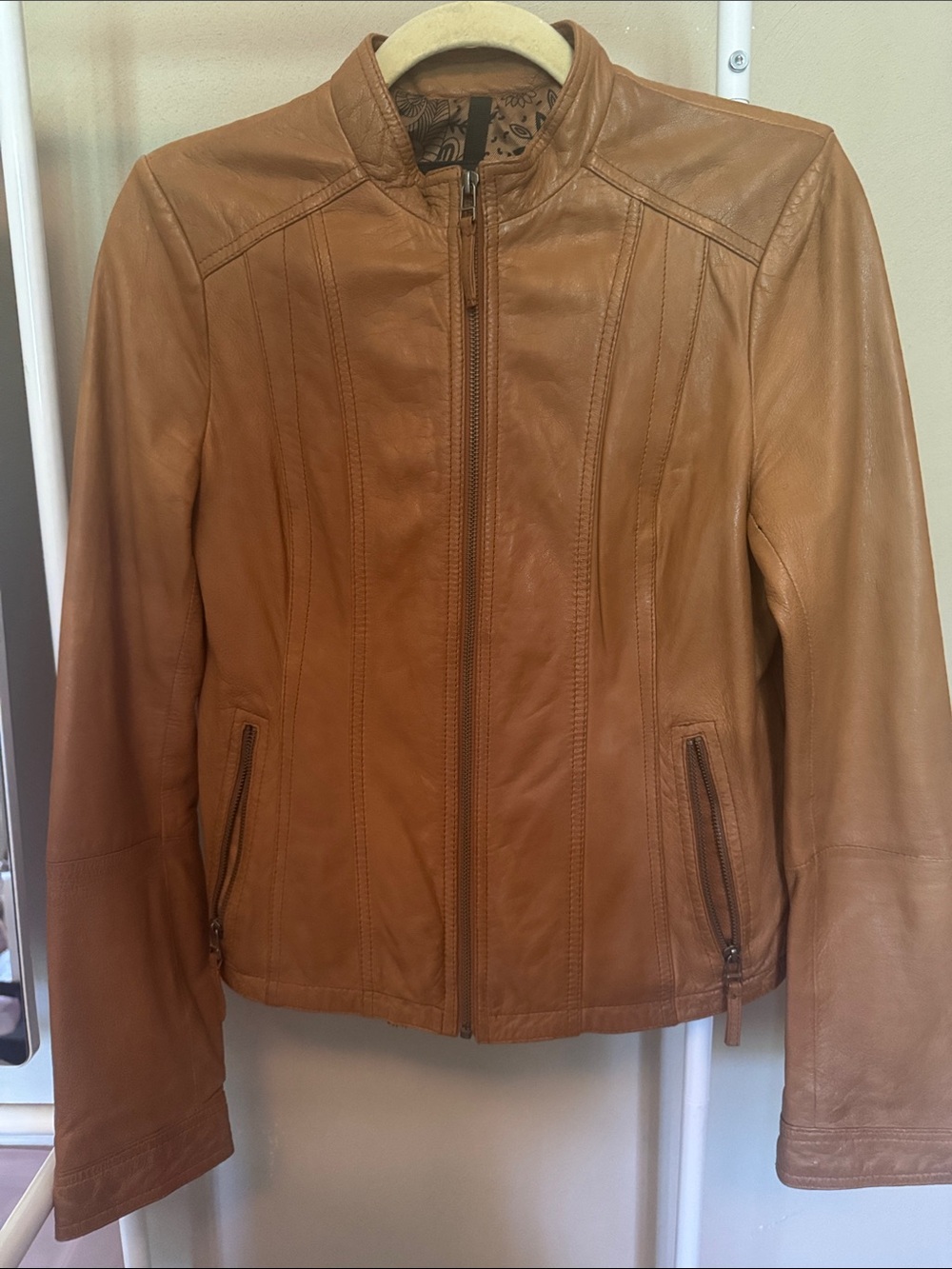 Black Rivet Cognac 💯 real Leather Zip Jacket